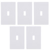 (quantity of 5) EATON PJS1W Arrow Hart Pjs1 Mid Size ScrewLess Wall Plate, 1 Gang, 4-7/8 in L X 3-1/8 in W X 0.08 in T, White