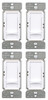 (quantity of 4) Eaton Universal Full Slide Dimmer 120V, White