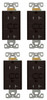 (case of 4) Eaton TRAFGF20B AF, Arc Fault/GF, Ground Fault Dual -Purpose, Duplex Receptacle with wallplate 20A 125V , Brown, two pole, three wire, grounding