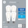 GE classic LED ST19 LED Light Bulbs, 5 watt, 500 lumen, Dimmable, Daylight 5000K, medium base, beautiful ST19 Edison style shape and size (quantify of 4 bulbs)