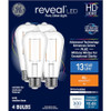 GE reveal LED ST19, pure clean HD light, 4 watt, 300 lumen, dimmable, GE's best light technology, medium base, 4 bulbs