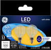 GE Lighting 24547 Clear Finish Light Bulb Dimmable LED Daylight Decorative G16.5 Globe 5.5 (60-Watt Replacement), 500-Lumen Candelabra Base, 2-Pack, Soft White, 2 Piece