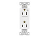 Eaton Construction Grade Half-Controlled Receptacle, 6252CHW, 2 pole, 3 wire grounding, 15A, 125V, White