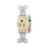 Eaton 817V Commercial Grade single receptacle, #14-10 AWG, 15A, Commercial, Flush, 125V, Side wire, Ivory, Brass, Nylon, 5-15R, Single, Screw, PVC, ED Box 