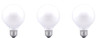 (3 bulbs) Sylvania Double Life 25W Globe Light Bulbs, White, frosted, G25, 3000K 