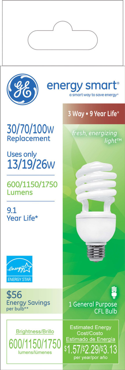 GE Lighting 66663 Energy Smart Dimming CFL 26-watt 1635-Lumen T3 Spiral Light Bulb with Medium Base 3-Pack GE Lighting 66663 Energy Smart Dimming CFL 26-watt 1635-Lumen T3 Spiral Light Bulb with Medium Base 3-Pack
