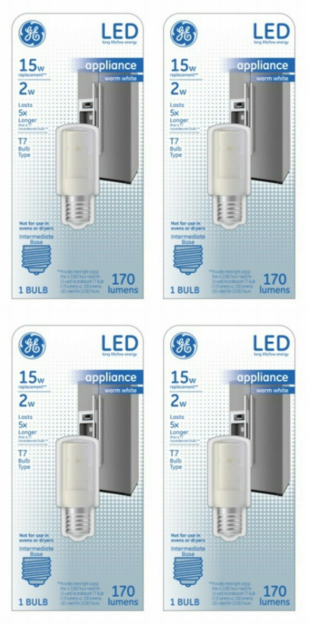 (case of 4) GE 29039 LED2T7 E17 -OT  LED light bulb, T7 shape, warm white, 15 watt equivalent, LED appliance bulb