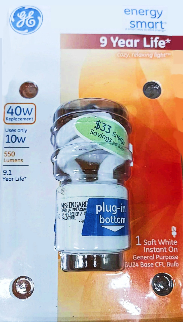 GE Lighting 76135 Energy Smart Spiral CFL 10-Watt (40-watt replacement) 550-Lumen T3 Spiral Light Bulb with Medium Base, 1-Pack
