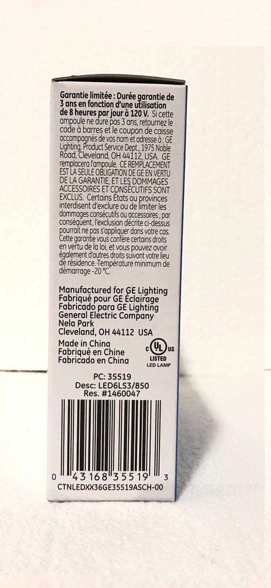 GE 35519 bright stik LED Lamp 40 watt equivalent, E26 Medium Base, 5000K Daylight 450 Lumens (3 Pack)