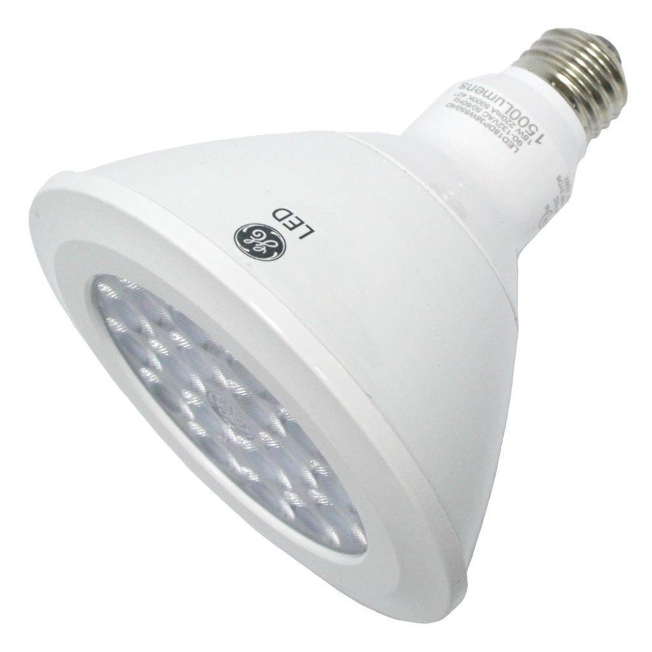 GE 94906 Reflector Spot PAR38 LED Light Bulb, 2700K Warm White, Dimmable, 18 watt 1300 lumen LED Light Bulb, white finish, low glare
