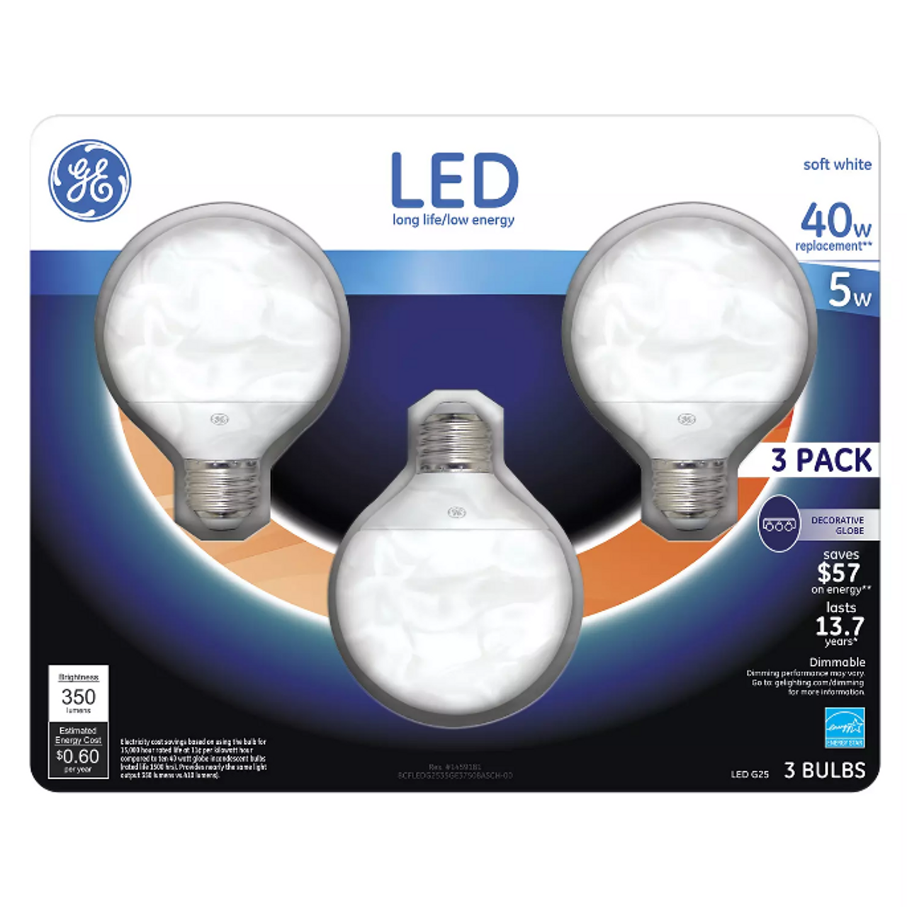 GE 37508 Decorative Globe LED G25