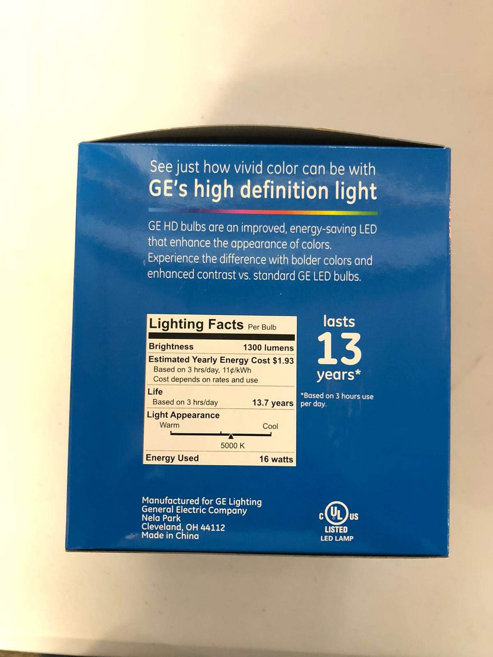 GE 36913  Led PAR38, of 120W Par38, 16 watts, 1300 lumens, 5000K daylight,  Dimmable, HD Light, medium base