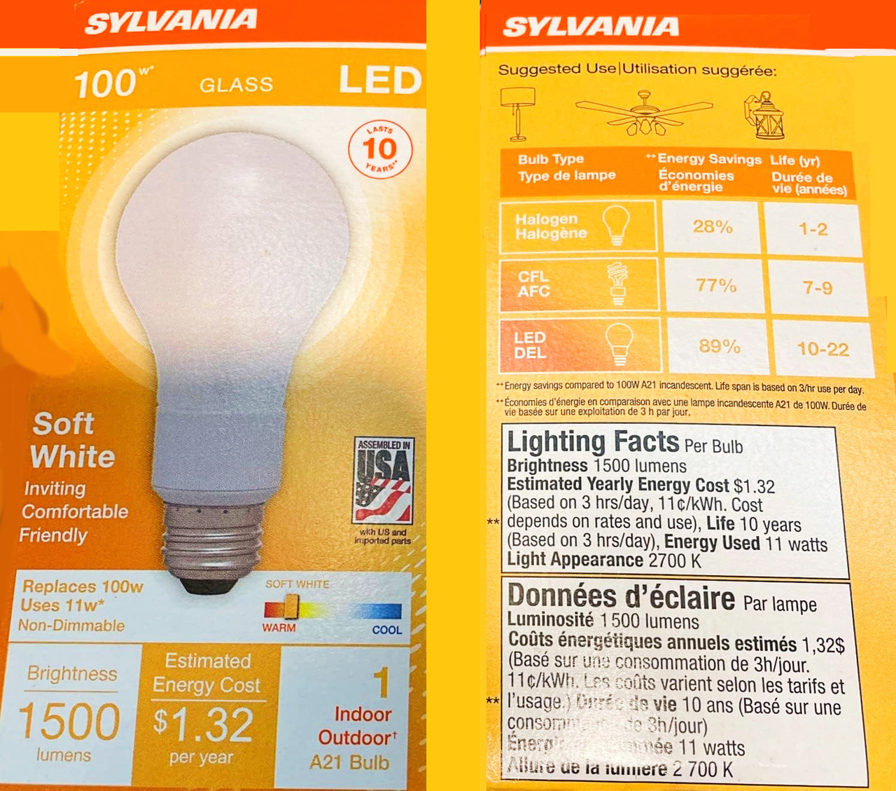 (4 pack) Sylvania LED A21 Soft White 100 watt equivalent Glass LED Light Bulb