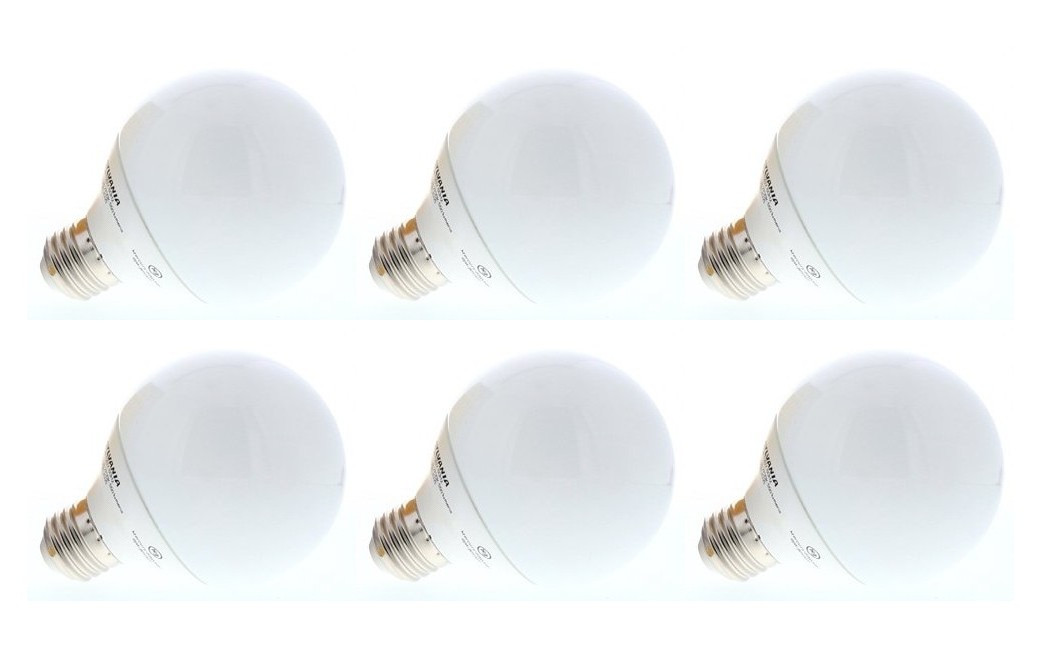 (6 pack) Sylvania 10 watt CFL Large G40 Warm White Deluxe Globe 550 lumens Compact Fluorescent Light Bulb