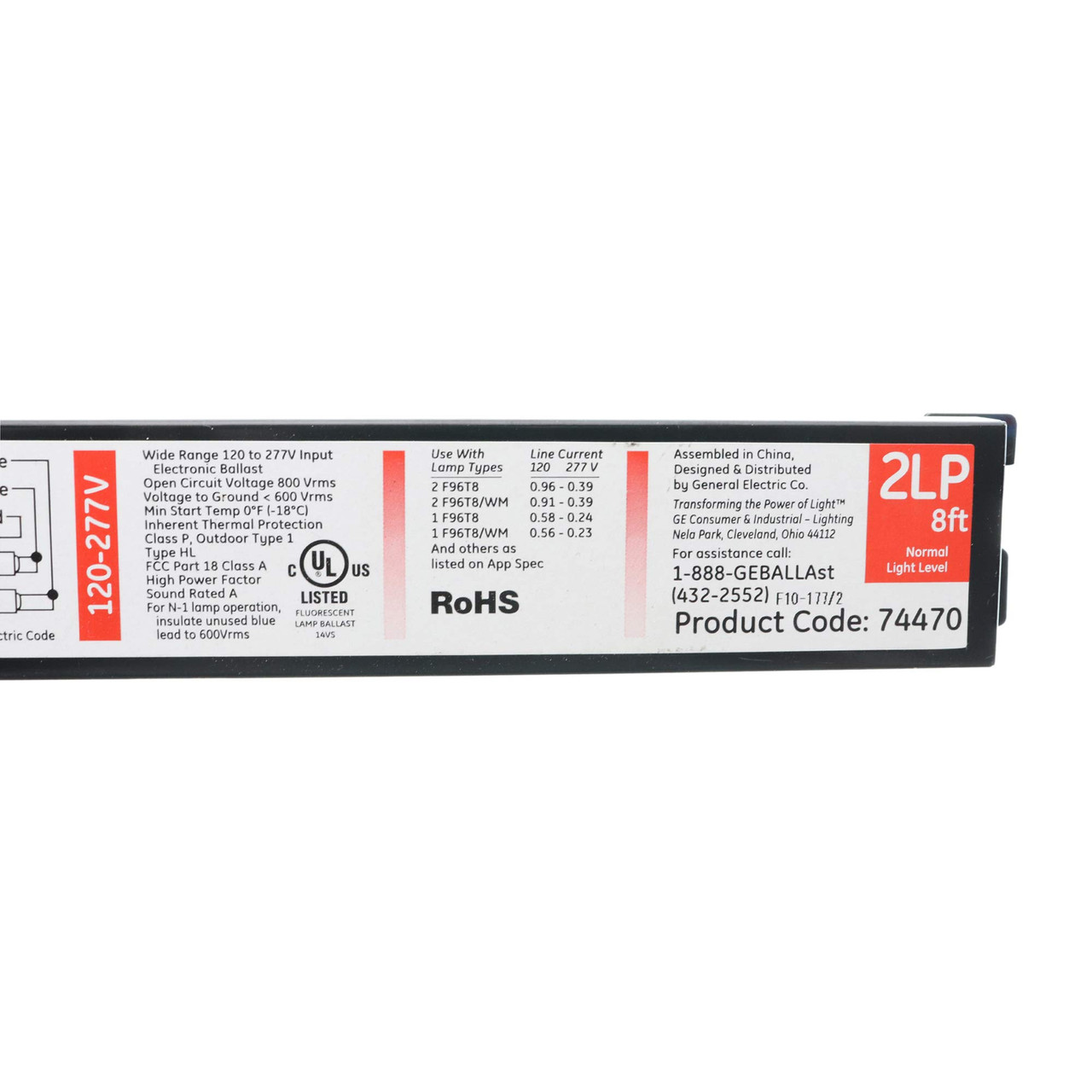 General Electric 74470 GE259MV-N-42T 2-Lamp Electronic Ballast, 120-277V, 50/60Hz