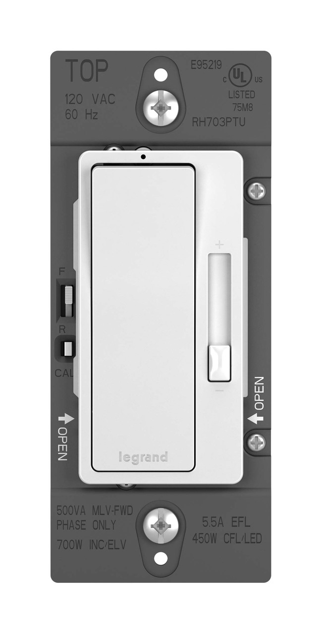 Legrand radiant Dimmer Light Switch, All Light loads Dimmer with Auto Callibration, 450W LED and CFL Bulbs - 700W Incandescent & Halogen, White, RH703PTUW
