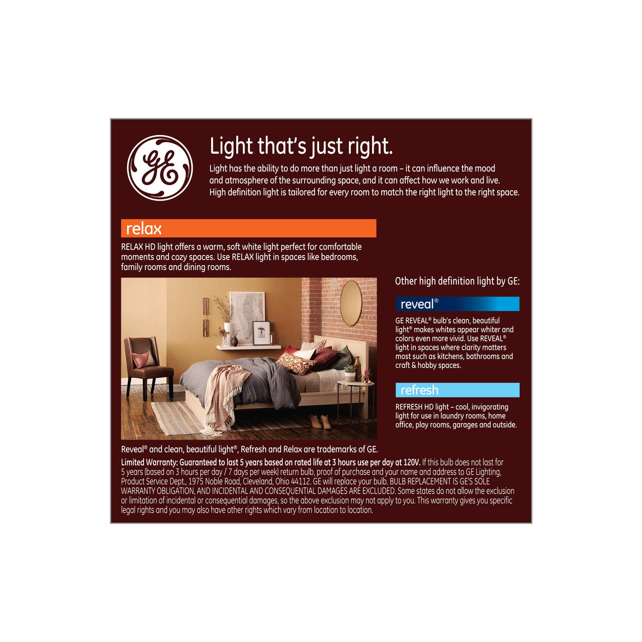 GE Lighting 36835 Light Bulb Relax HD Dimmable LED A19 10.5 (60-Watt Replacement), 800-Lumen Medium Base, 2-Pack, Soft White, 2