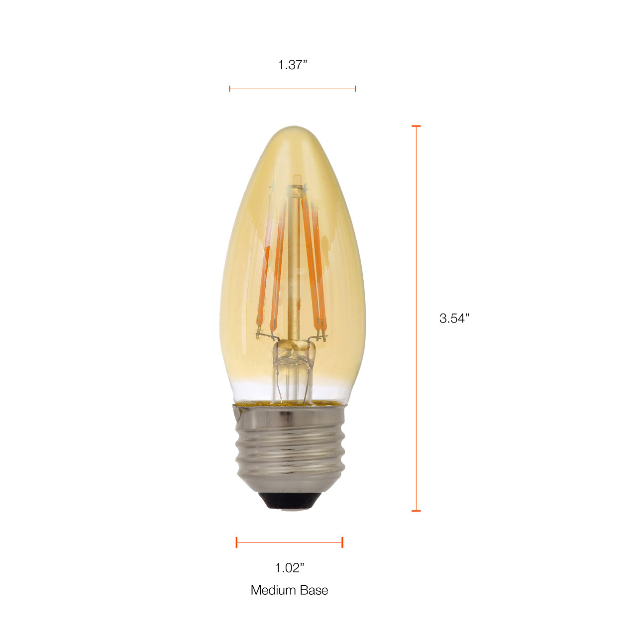 (12 bulbs) SYLVANIA 79721 Vintage Decorative LED Light Bulb, Efficient 4 Watts, B10, Medium Base, Amber Glass Edison Style, Amber Glow 2175K, Dimmable