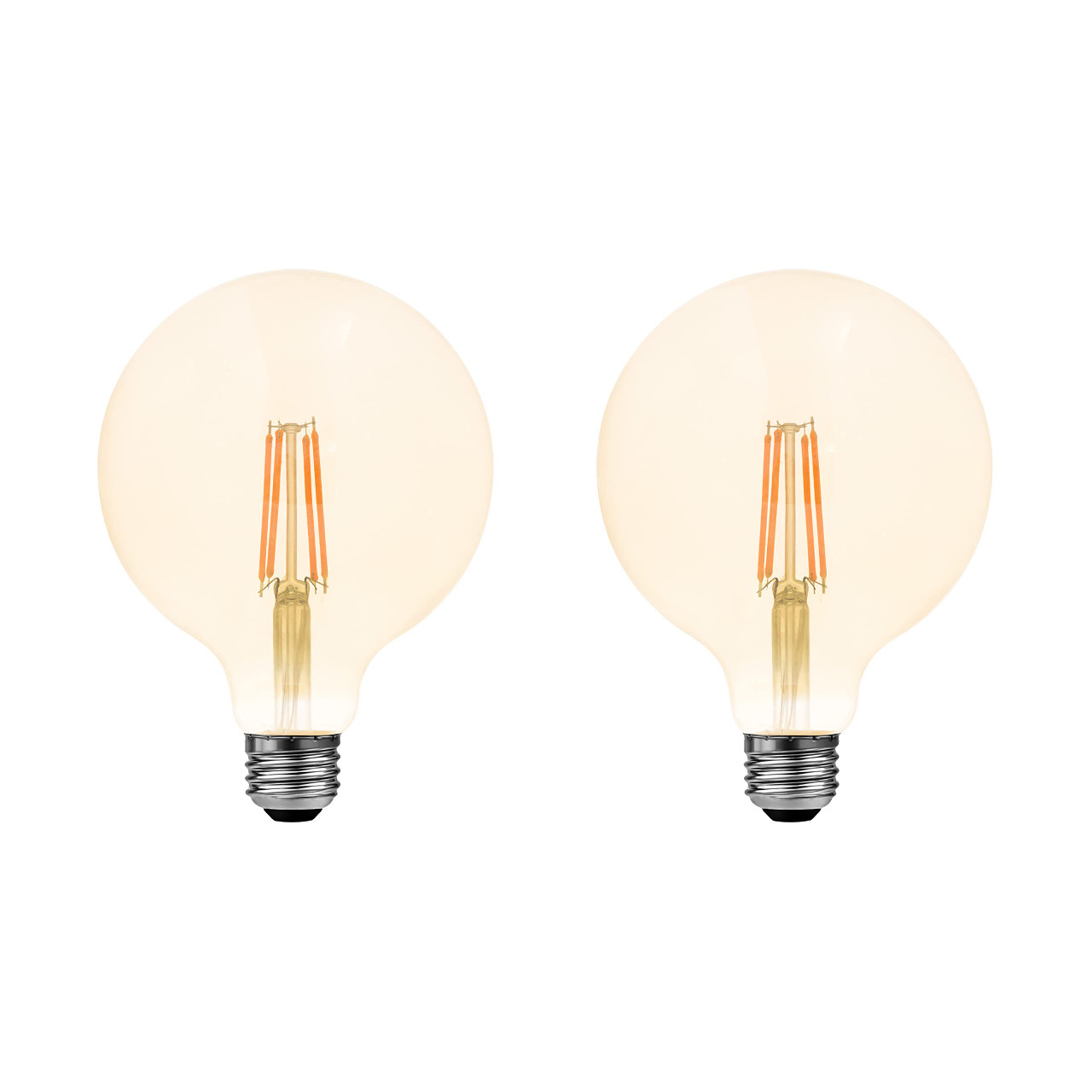 LEDVANCE Sylvania LED Vintage Filament G30 Globe Light Bulb, 60W = 6.5W, Medium Base, Dimmable, Amber Glow - 2 Pack (40191)