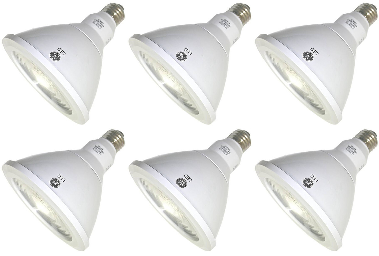 (6 bulbs) GE 92973 LED PAR38 Reflector Flood, 12 watts, 1050 lumens, 3000K Natural White, Dimmable, White