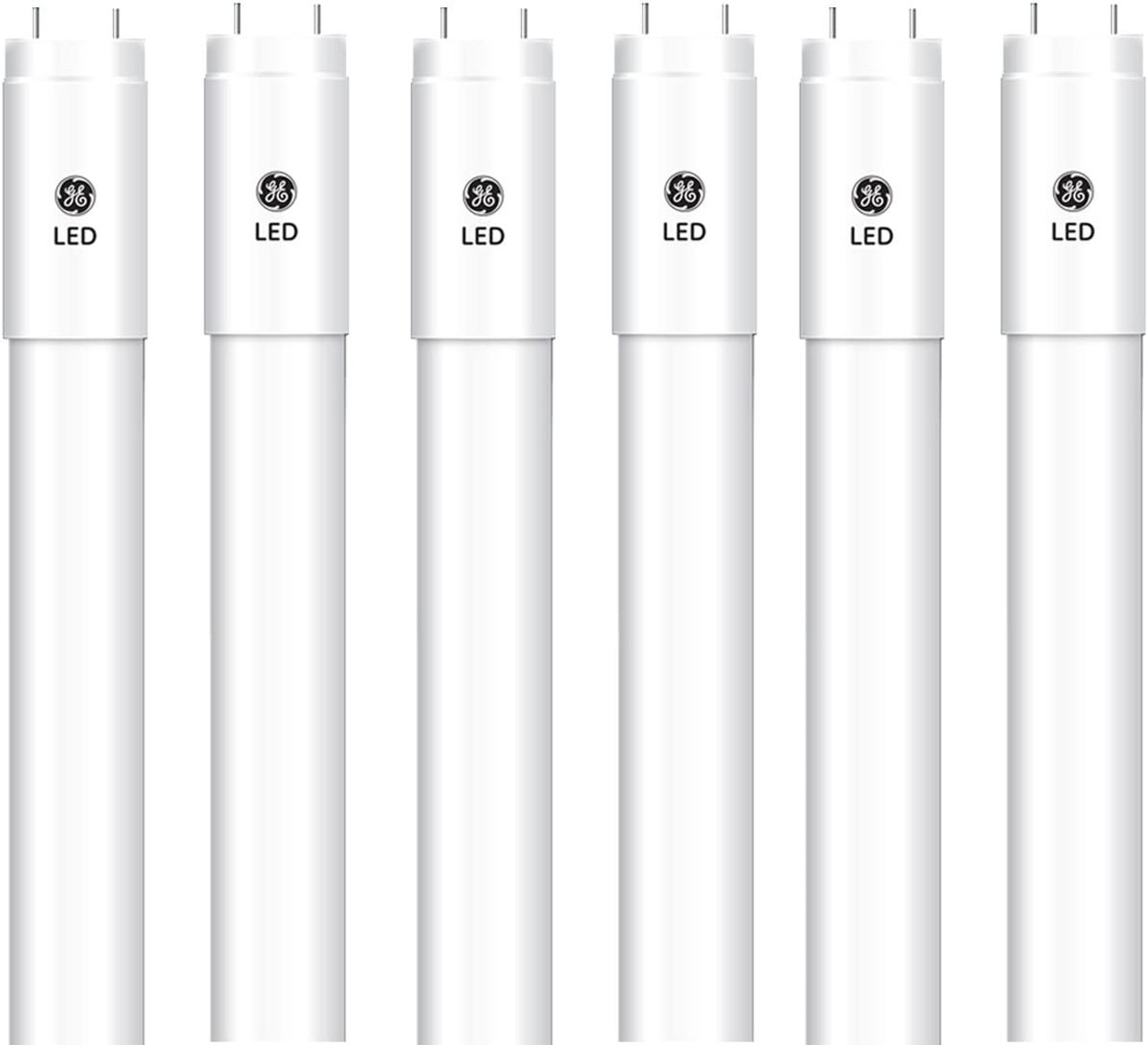 (6 tubes) GE 35911 Closet and Laundry LED T8 Linear Bulb, 48 inches, 15-Watt, cool white 5000K, Plug and Play Type A, Replaces 32W T8 Fluorescent Lamp