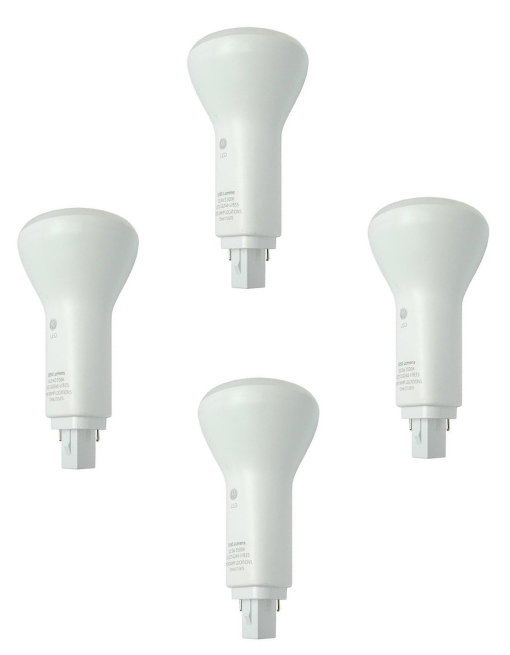 (4 bulbs) GE 92988 - LED11G24D-V/835 LED 2 Pin Base CFL Replacements, 1050 lumens, 10.5 watts, 3500K, G24d base LED light bulb easy replace CFL