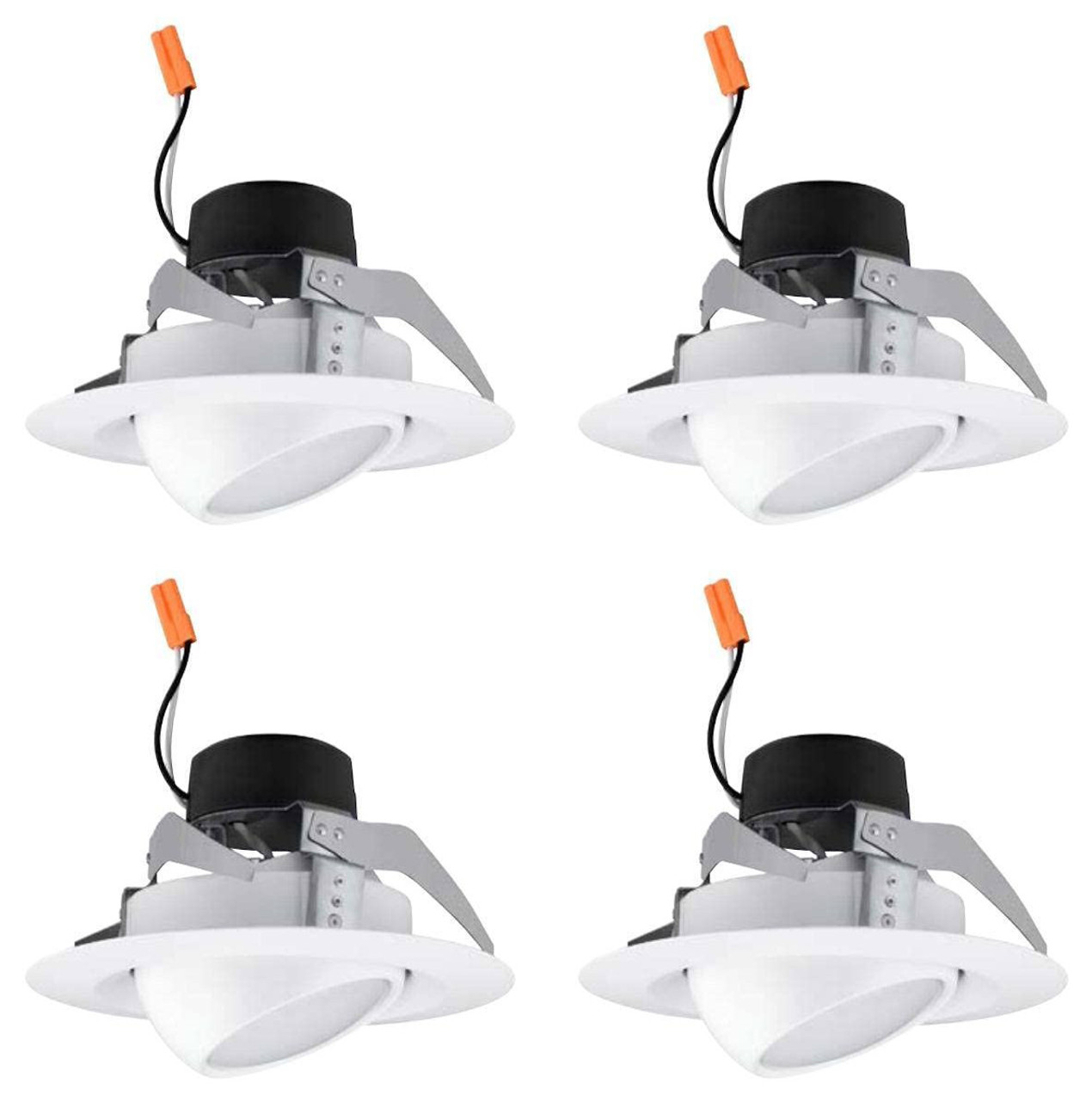 (case of 4) Hubbell LBEB6A7L27K9 WH PRESCOLITE LED Recessed Can Retrofit Kit with 5 6 Inch Recessed Housing, Directional Eyeball LED Downlight, 2700K