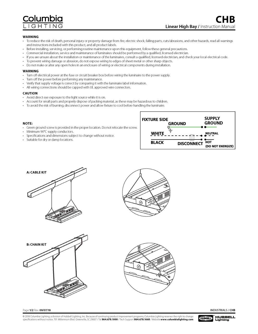 Hubbell Industrial CHB2-50MH-FA-EDU LED High Bay Light, White, 22,000 lumens, 172 watts, 24 inch LED Linear High Bay, Dimmable