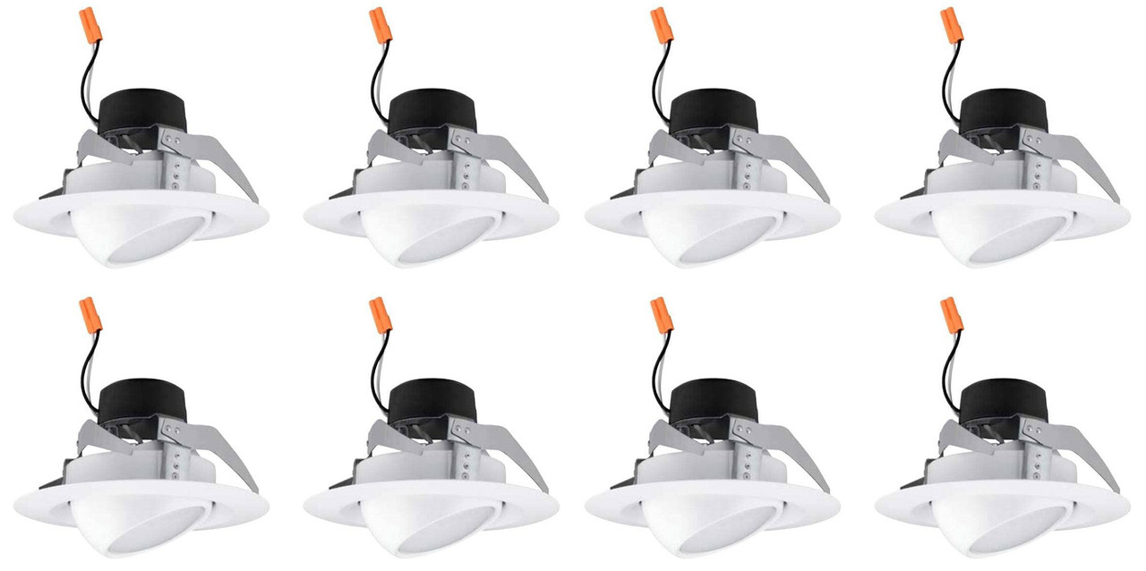 (case of 8) Hubbell LiteBox LBEB4A6L35K9 WH LED Downlight Retrofit Kit, Adjustable Eyeball, 4 inch round, 3500K, 630 lumens, 9.5 watt, Dimmable Directional Downlight