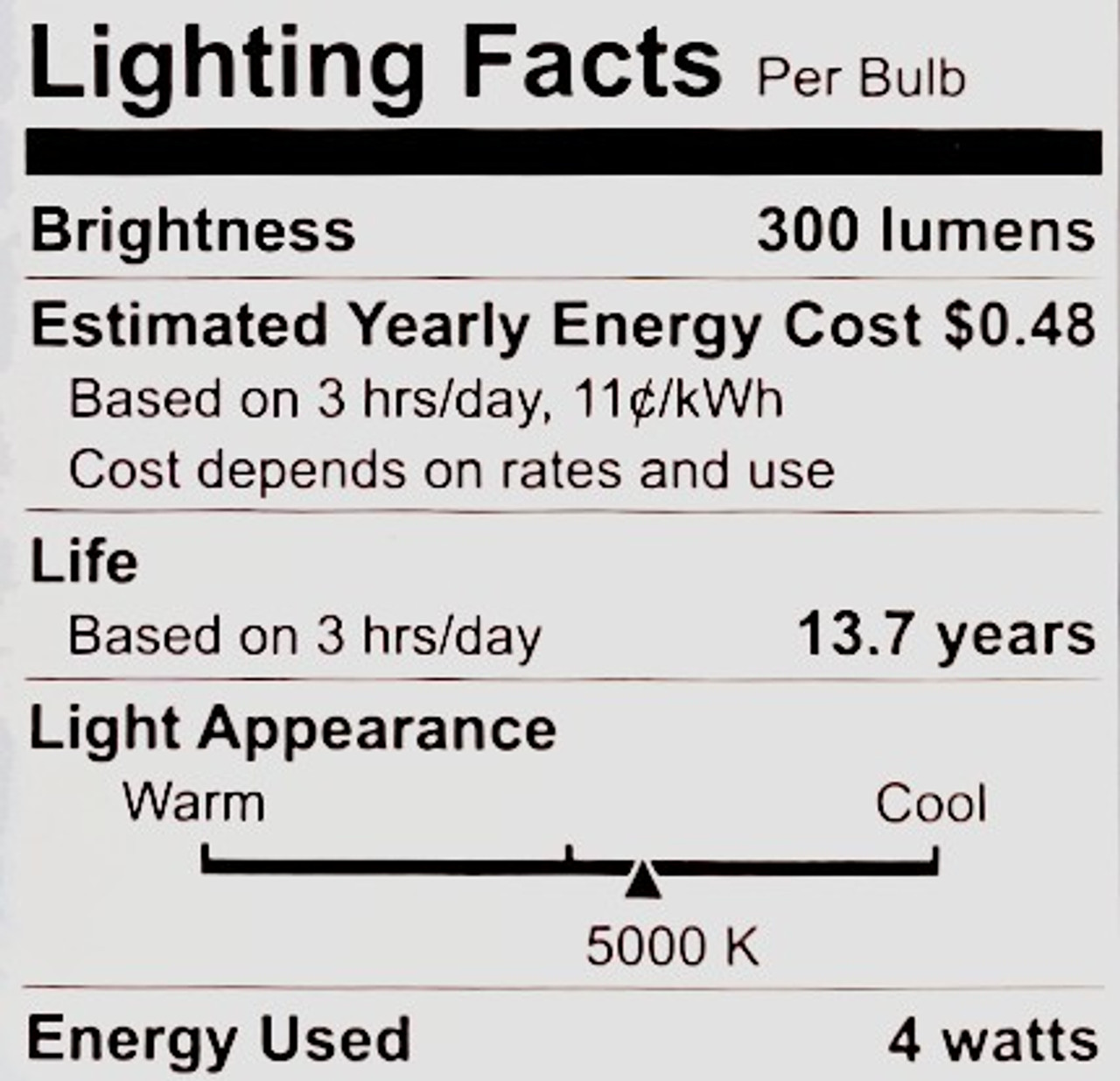 (4 bulbs) GE 32275 LED Daylight A15, 40 watt equivalent, 300 lumens, 5000K Daylight A15 Ceiling Fan/Appliance frosted finish medium base Dimmable LED Light Bulb