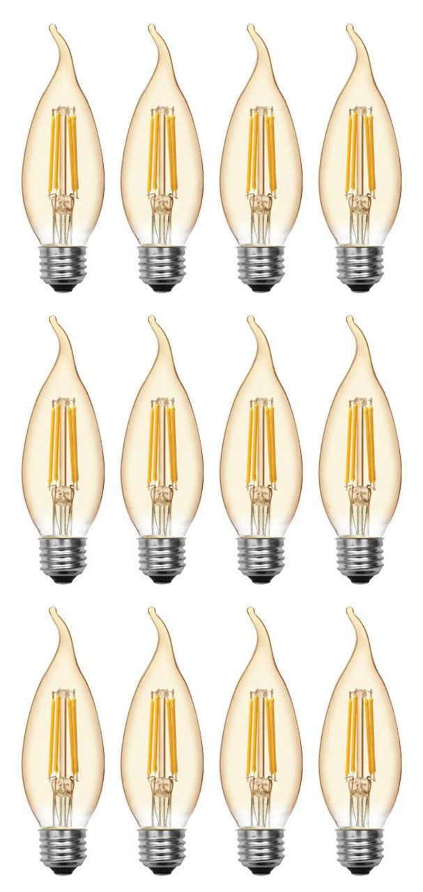 (case of 12 bulbs) GE Vintage LED Decorative Light Bulbs, 5.5 Watts (60 Watt Equivalent) Warm Candle Light 2000K, Amber Glass, Medium Base, Dimmable  
