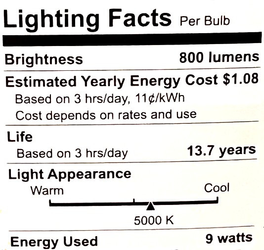 G E Lighting 61966 LED A19 Bulb, 9 watts, 800 lumens, 5000K Daylight, LED Light Bulb  