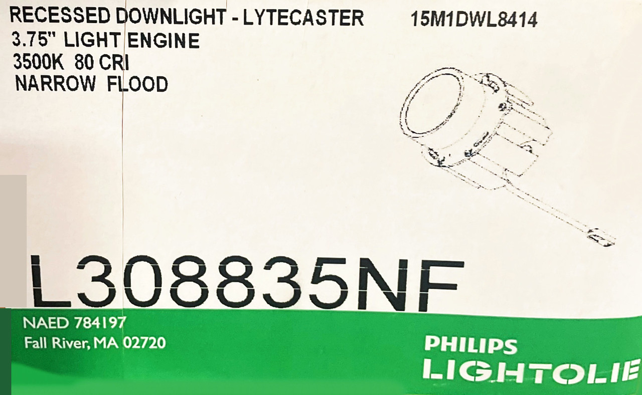 Philips Lightolier LyteCaster LED Accent downlight module, 3.75 inch, 3500K, 800 lumens Narrow Flood 22 degrees, light engine, damp location listed, LED moduel for LyteCaster