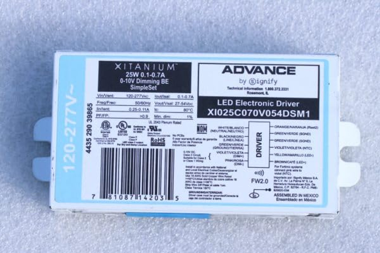 Philips Advance Xitanium LED Electronic Driver by Signify XI025C070V054DSM1, 0-10V Dimming, SimpleSet 