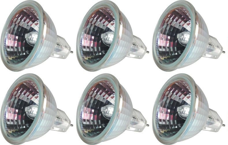 (6 bulbs) GE 25480 MR16 Halogen Flood Lamp, 20 watt, quartz Halogen Indoor, 2 pin GX5.3 base, 2900K, Q20MR16/FL Light Bulb