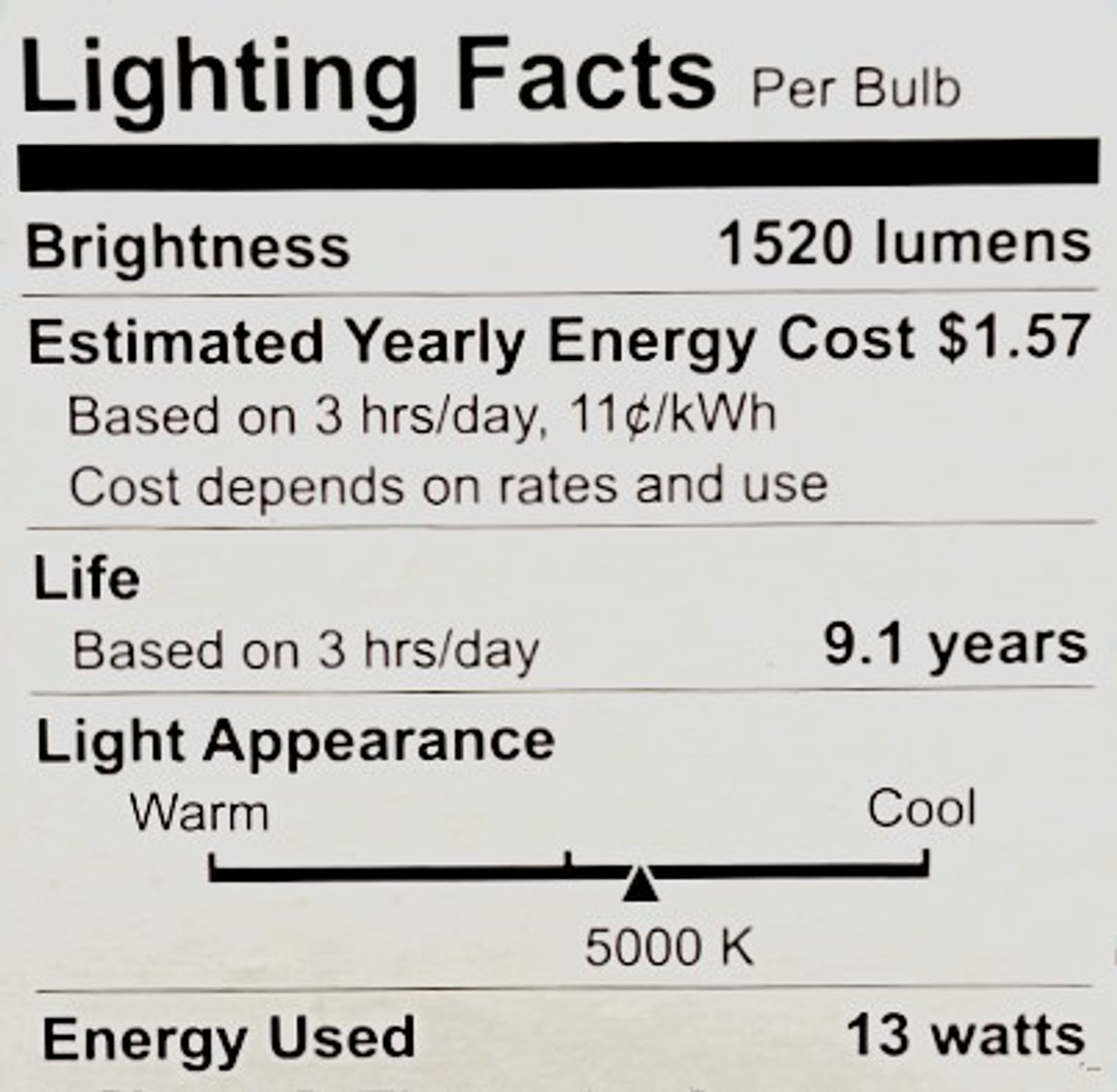 (6 bulbs) GE 31186 LED A21, 5000K Daylight, 13 watts, 100 watt equivalent, non-dimmable