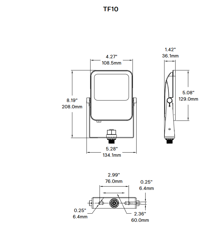 Philips Stonco LED Slim Flood Area Light, 9 watt, cool white 5000K, Knuckle mount, 1100 Lumens, bronze, 120-277V, security and architectural landscape luminaire
