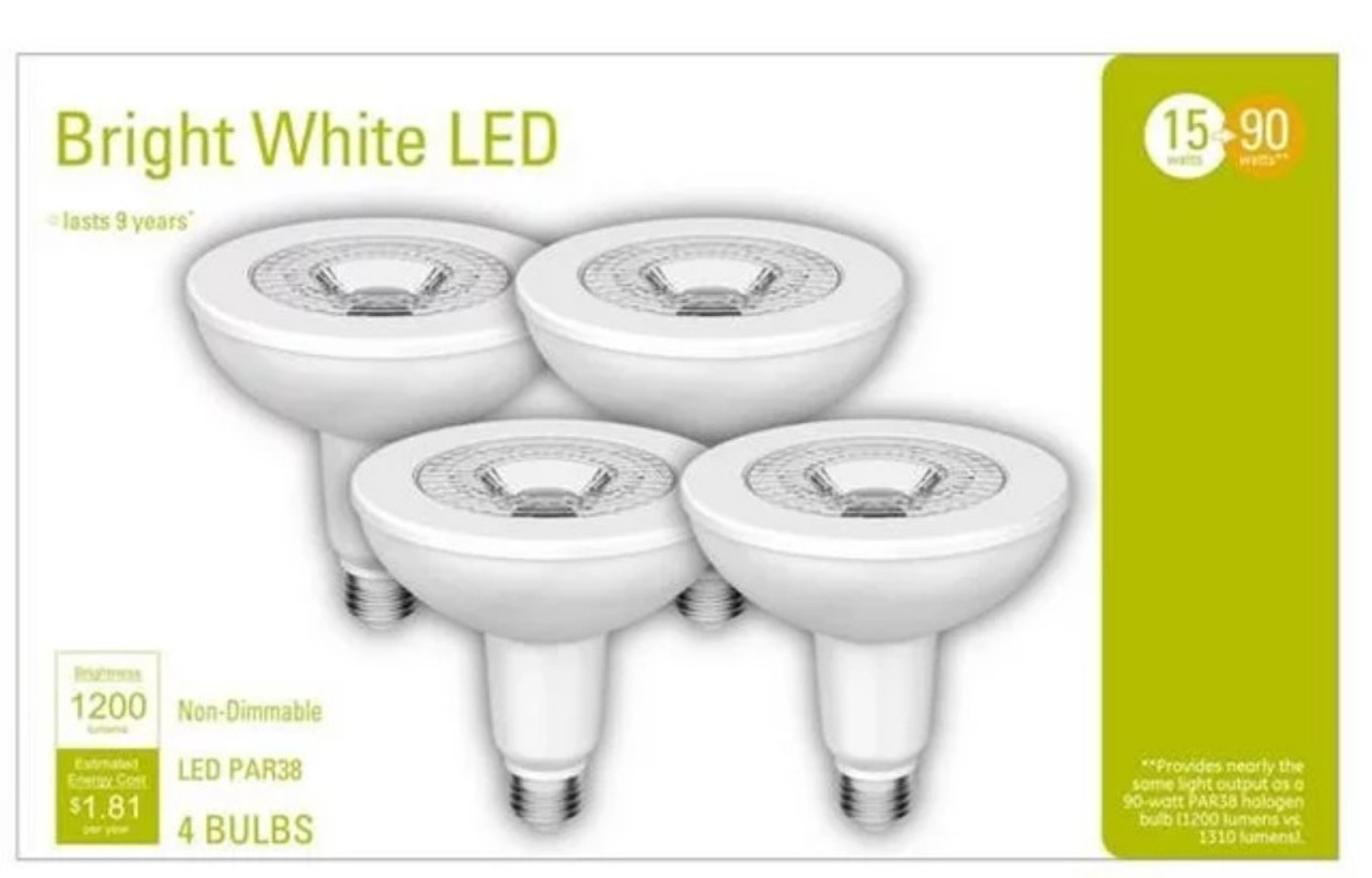 GE Lighting LED PAR38 Flood Light, Bright Warm White LED Light Bulb, 1200 lumens, 15 watts, equivalent to 90 watt