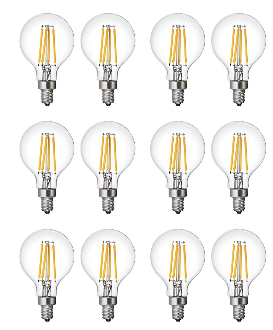 (12 bulbs) GE 42290 relax LED Soft White, Dimmable G16.5 Globe Light Bulb, 40 watt replacement using only 4.5 watts, 360 lumens, candelabra base 