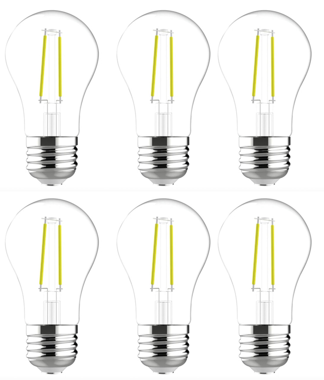 (6 bulbs) GE classic LED A15, 3.5 watt, 300 lumen 40 watt replacement, Dimmable, medium base, soft white 2700K Ceiling Fan Light bulb