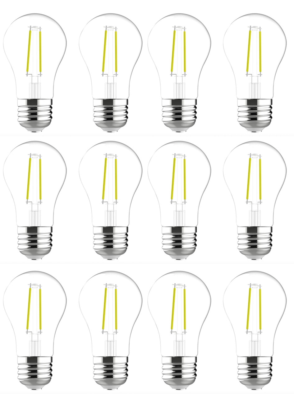 (12 bulbs) GE classic LED A15, 3.5 watt, 300 lumen 40 watt replacement, Dimmable, medium base, soft white 2700K Ceiling Fan Light bulb