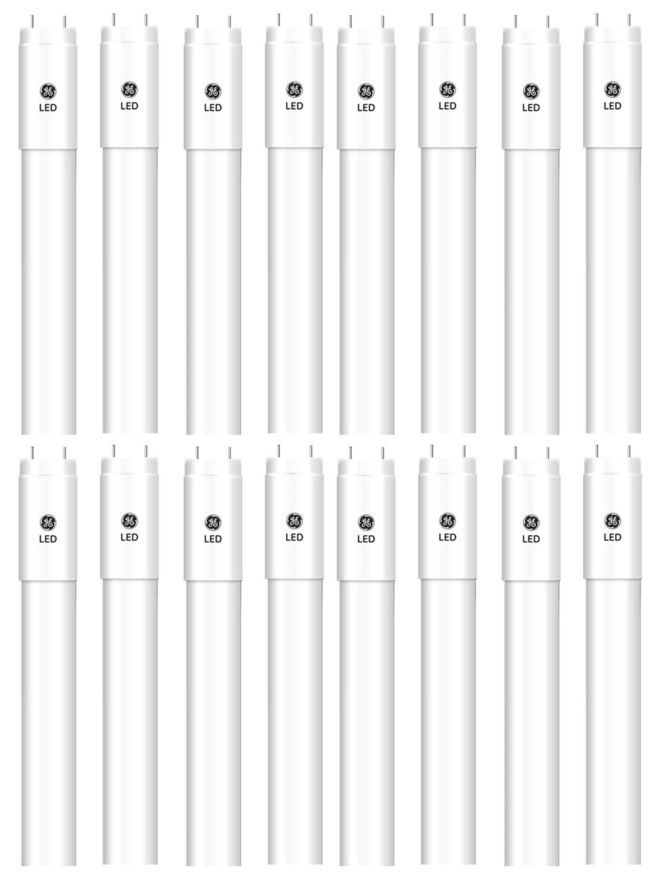 (16 tubes) GE Lighting T8 LED Tube Type A, 48 inch, 15 watt, 1800 lumens, 5000K Sunshine Cool White, plug and play-- fast and easy LED upgrade for 4-ft T8 fluorescent lamp, 