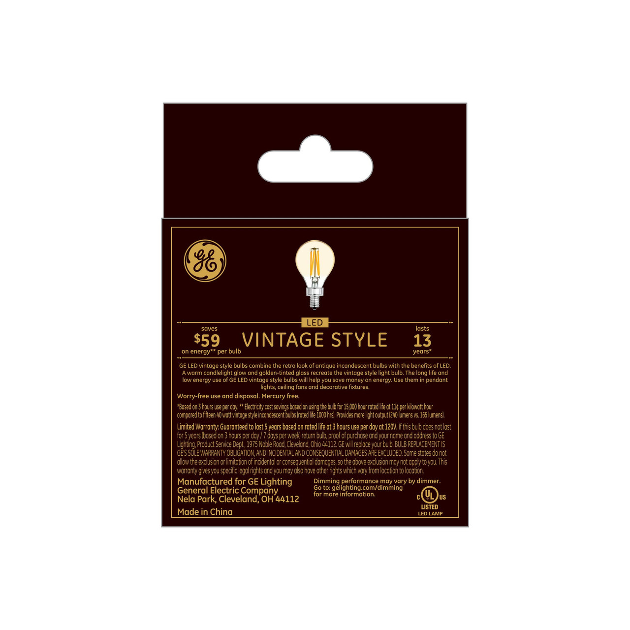 (6 bulbs) GE Lighting 42160 LED A15 Vintage Amber Glass, 4 watt, 240-Lumen, Dimmable LED Bulb with Candelabra Base, Warm Candle Light, ceiling fan perfect fit