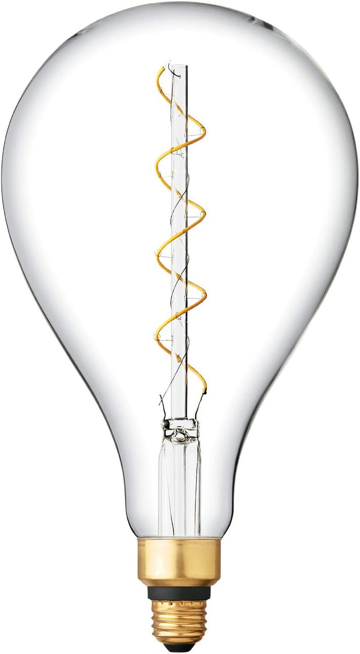 GE Large Vintage Warm Candle Light LED PS52, 6.5 watt, 350 lumen, Clear Glass, Dimmable, LED PS52 Light Bulb, Spiral filament, Medium Base, Beautiful Pendant, centerpiece light
