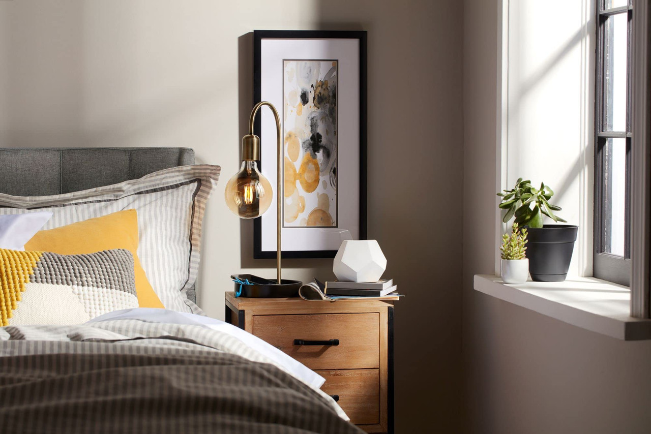 GE Lighting Vintage Style LED Globe Light Bulb, 5.5 Watts (60 Watt Equivalent) Warm Candle Light, Amber Glass, Medium Base, Dimmable (1 Pack)