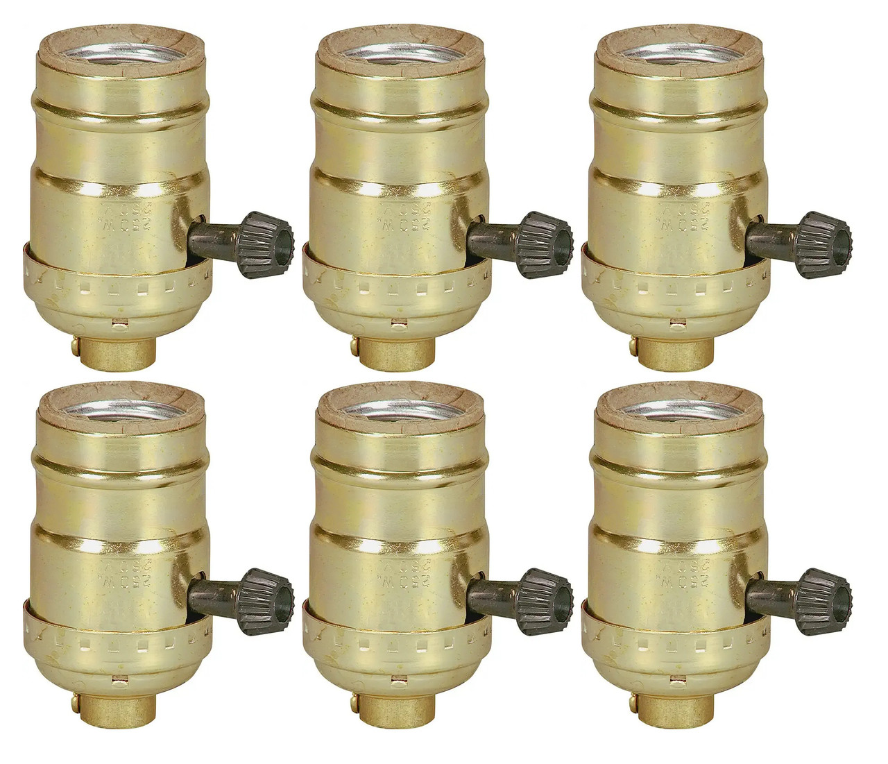 (quantity of 6) EATON Wiring 917ABD-BOX Medium Base Lamp Holder Adapter, Turn Knob metal Lamp Holder Adapter, medium screw base, 250w rated