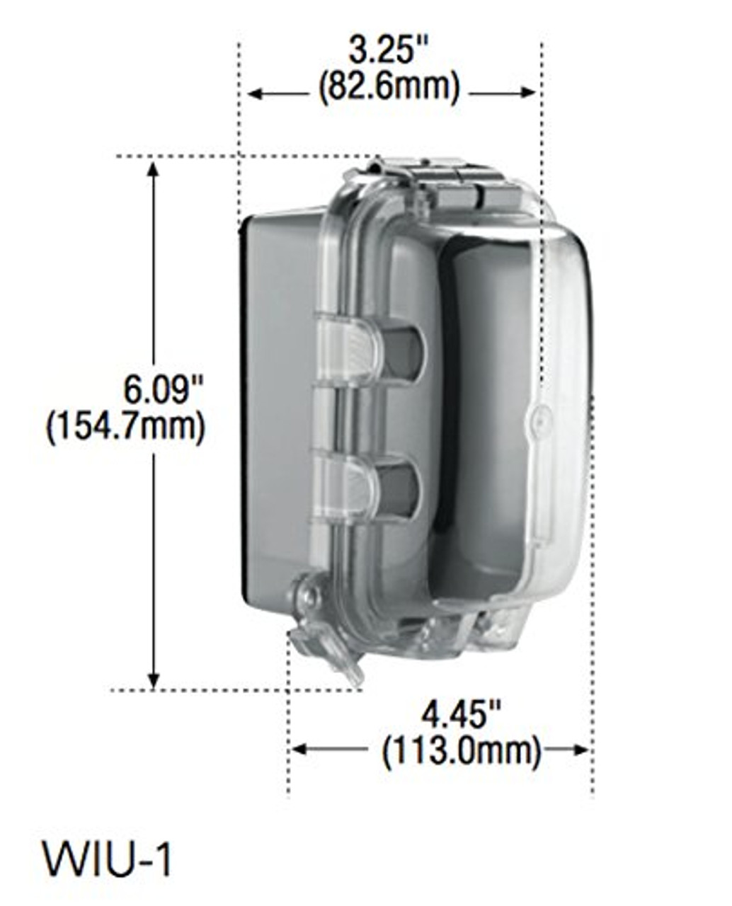 Eaton WIU-1VX Weather Protective Cover, self closing,  Vertical Mount, Gray, Grey, Single Gang Standard
