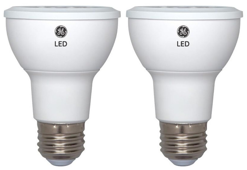 (2 bulbs) GE LED PAR20 Warm White Dimmable Indoor Spotlight, 50-Watt Equivalent, 520 Lumens, 3000K warm white, 7 watt, HD Light exceptional color contrast & boldness