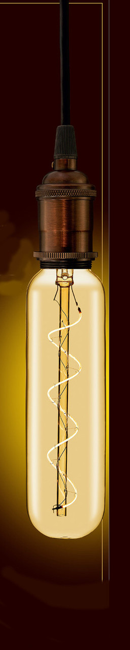 GE Large Vintage Style LED T20, 6.5 watt, 350 lumen, Amber Glass, 2000K Warm CandleLight, Spiral Filament, dimmable 40W Replacement LED T20 Tubular Light Bulb