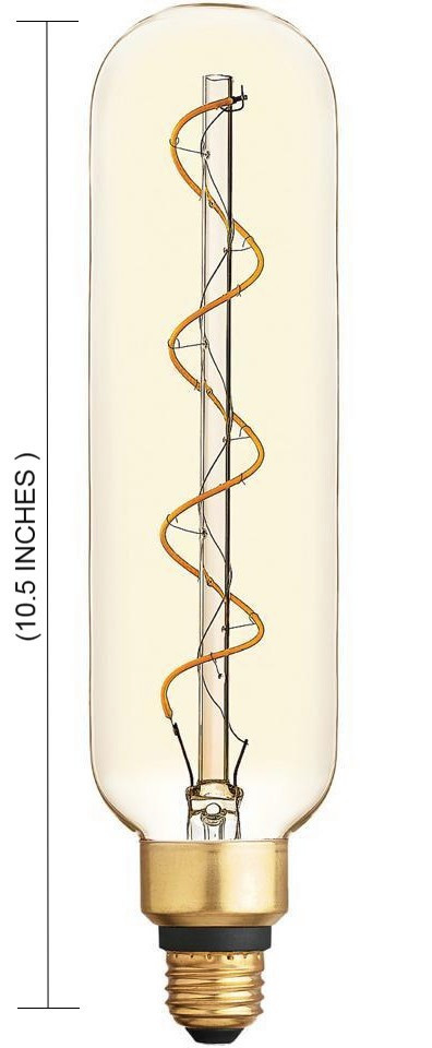 GE Large Vintage Style LED T20, 6.5 watt, 350 lumen, Amber Glass, 2000K Warm CandleLight, Spiral Filament, dimmable 40W Replacement LED T20 Tubular Light Bulb